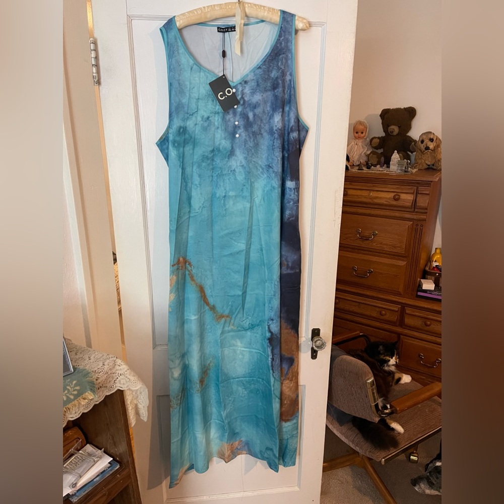 Blue and Gold plus size sundress